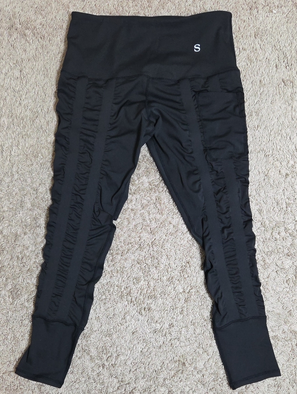 SKINNIFY Large Black Ruched High-Waist Resistance Leggings, Like NEW!